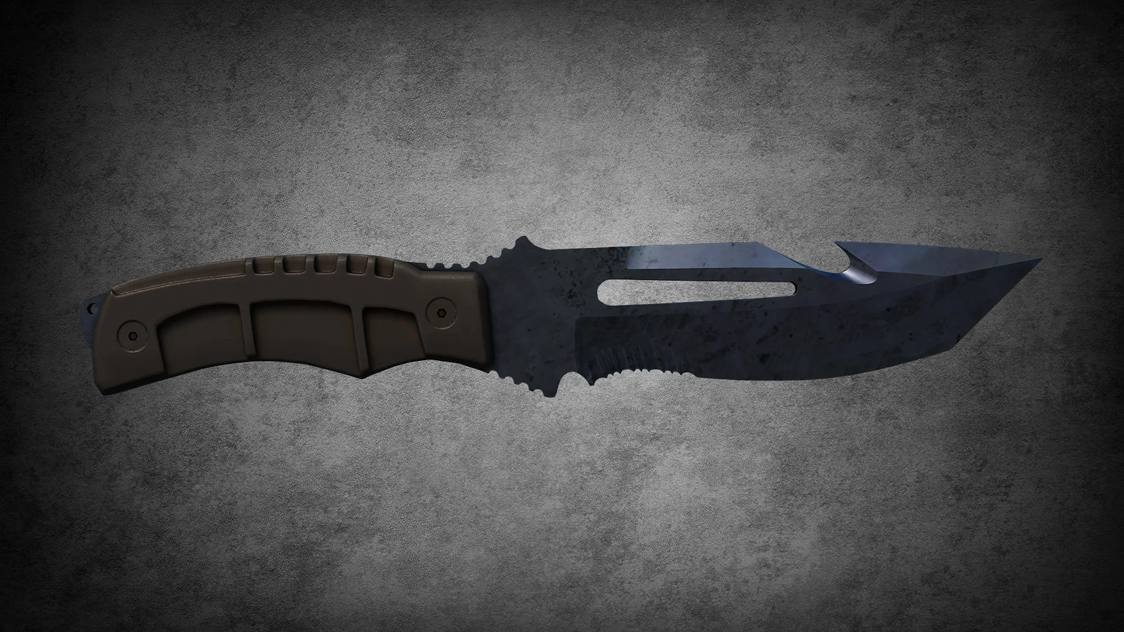 CS2 Fracture Case Knife: Survival Knife Blue Steel skin with a cold, dark blue weathered steel finish