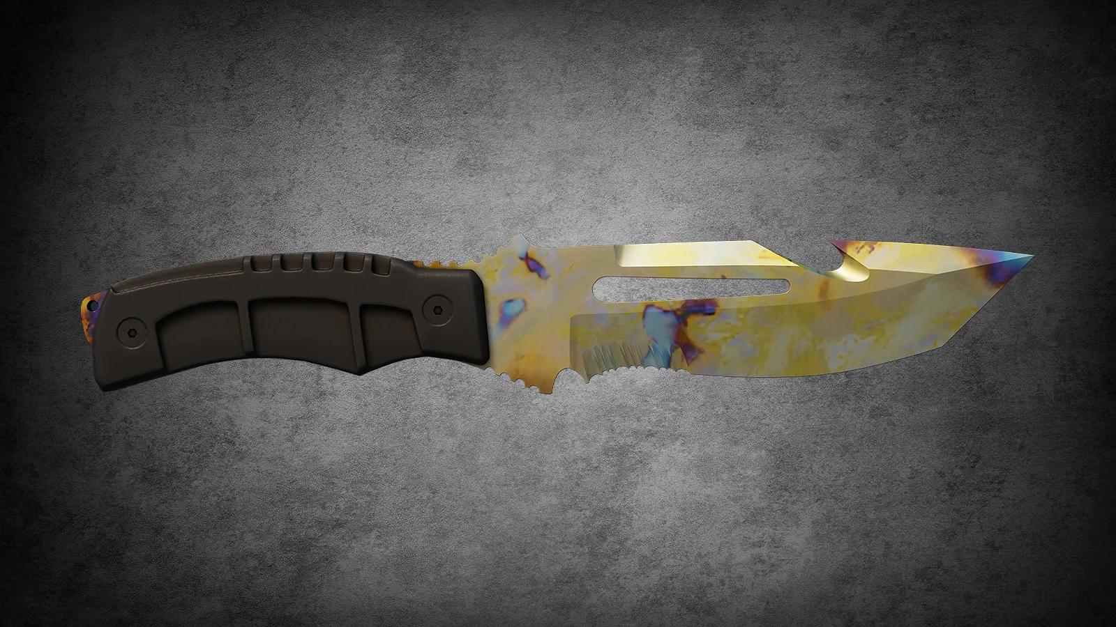 CS2 Fracture Case Knife: Survival Knife Case Hardened skin with a unique blue, gold, and purple patina