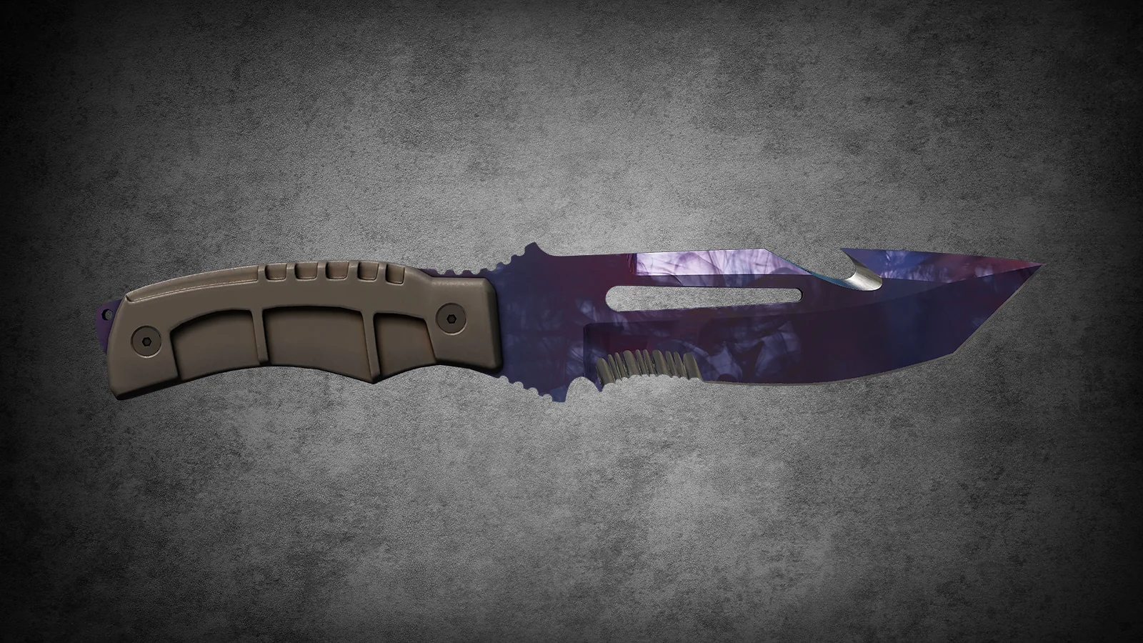 CS2 Fever Case Skin - Überlebensmesser Doppler Black Pearl with a dark, smoky purple and deep blue cosmic pattern