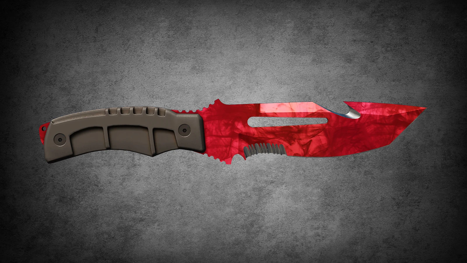 CS2 Fever Case Skin - Überlebensmesser Doppler Ruby with a vibrant, translucent red marble-patterned blade