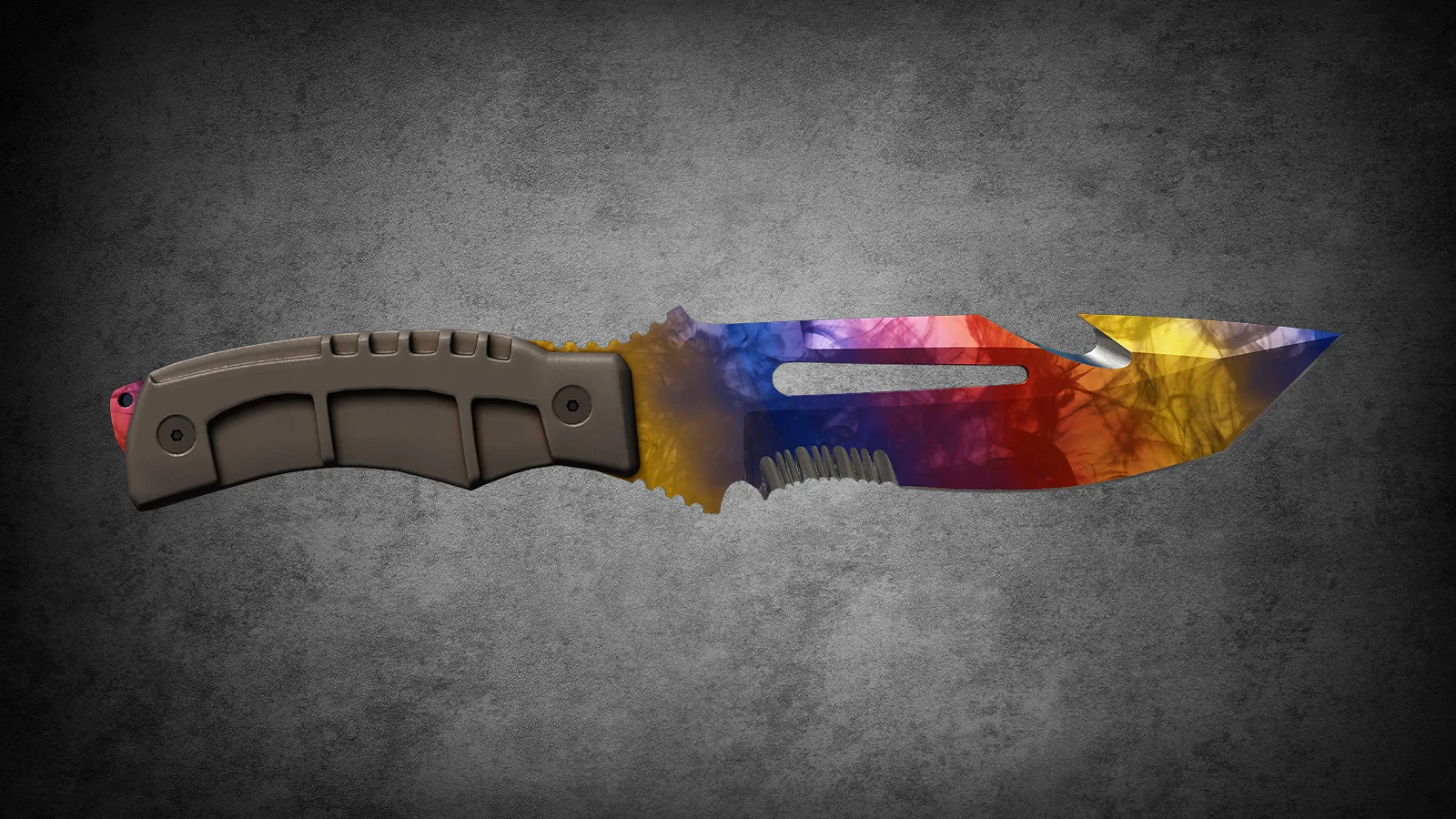 CS2 Fever Case Skin - Überlebensmesser „Marble Fade“ with a tri-color blue, red, and yellow smoke-patterned blade