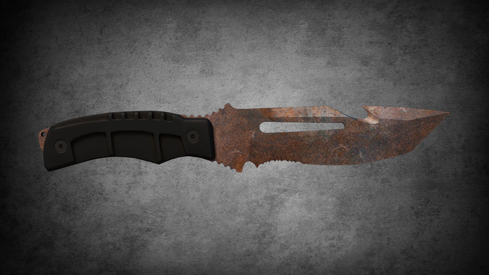 CS2 Fever Case Skin - Rostschicht auf einem Überlebensmesser with a weathered, textured orange and brown oxidized metal finish