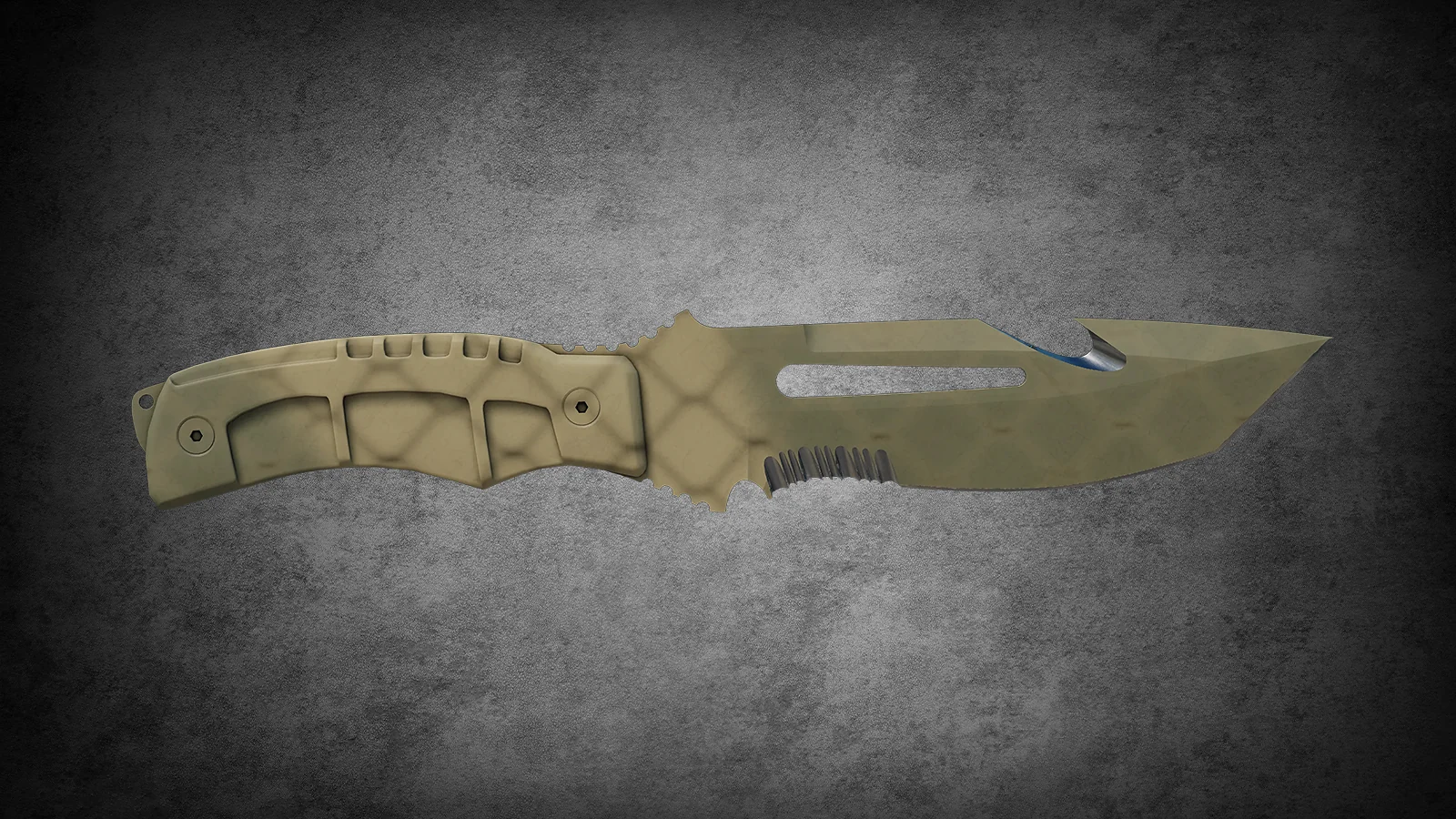 CS2 Fracture Case Knife: Survival Knife Safari Mesh skin with a tan finish and a faint mesh screen pattern
