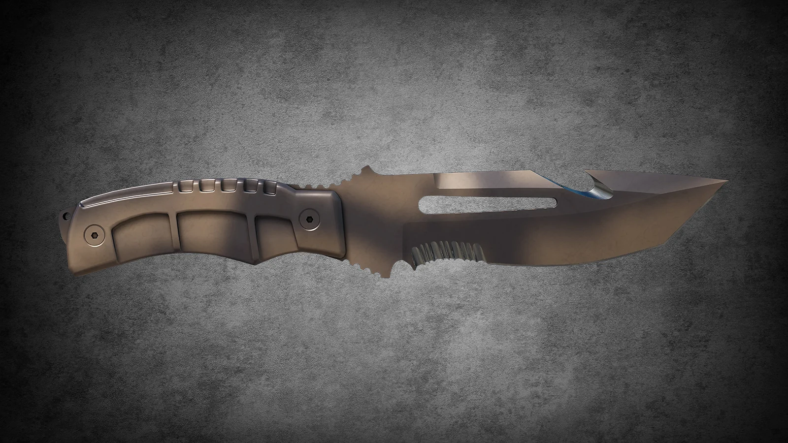 CS2 Fracture Case Knife: Survival Knife Scorched skin with a black and tan spray-painted camo finish