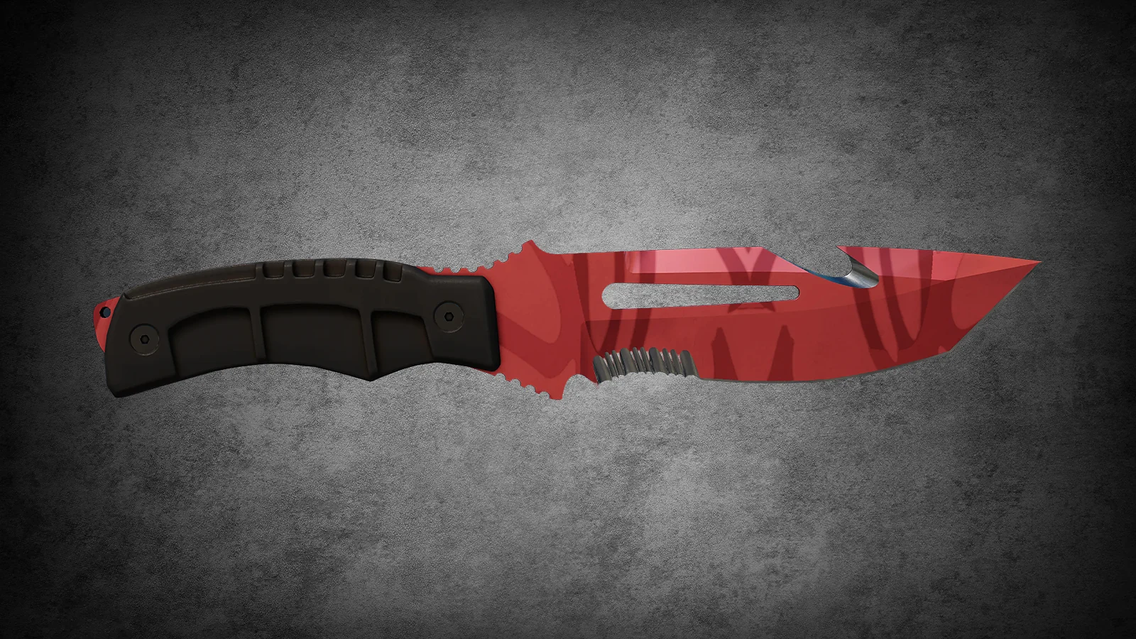CS2 Fracture Case Knife: Survival Knife Slaughter skin featuring a blood-red abstract geometric pattern