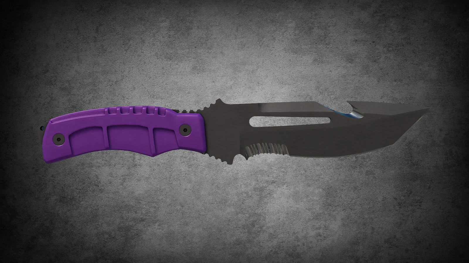 CS2 Fever Case Skin - Überlebensmesser Ultraviolet with a matte black blade and a vibrant purple handle