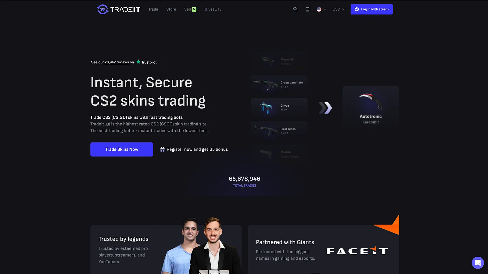 Tradeit.gg CS2 trading site - best for Instant Bot Trading