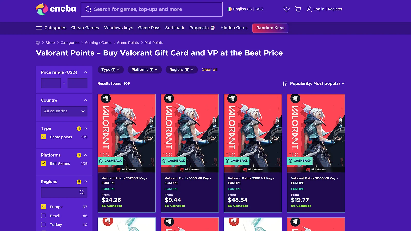 Eneba - Best Overall Platform To Buy Cheap Valorant-Punkte