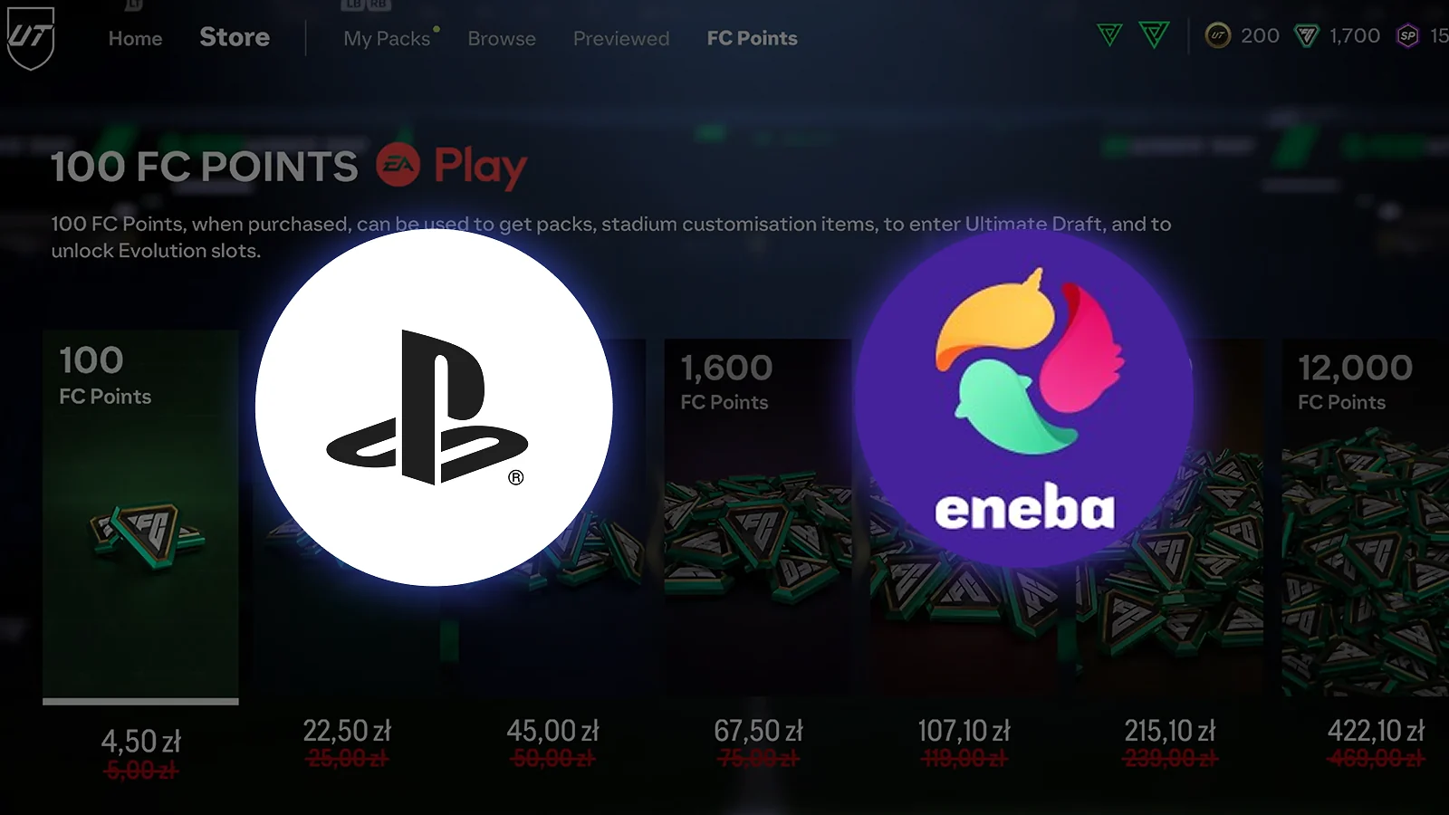 EA sport in-game screenshot and Playstation and Eneba logos