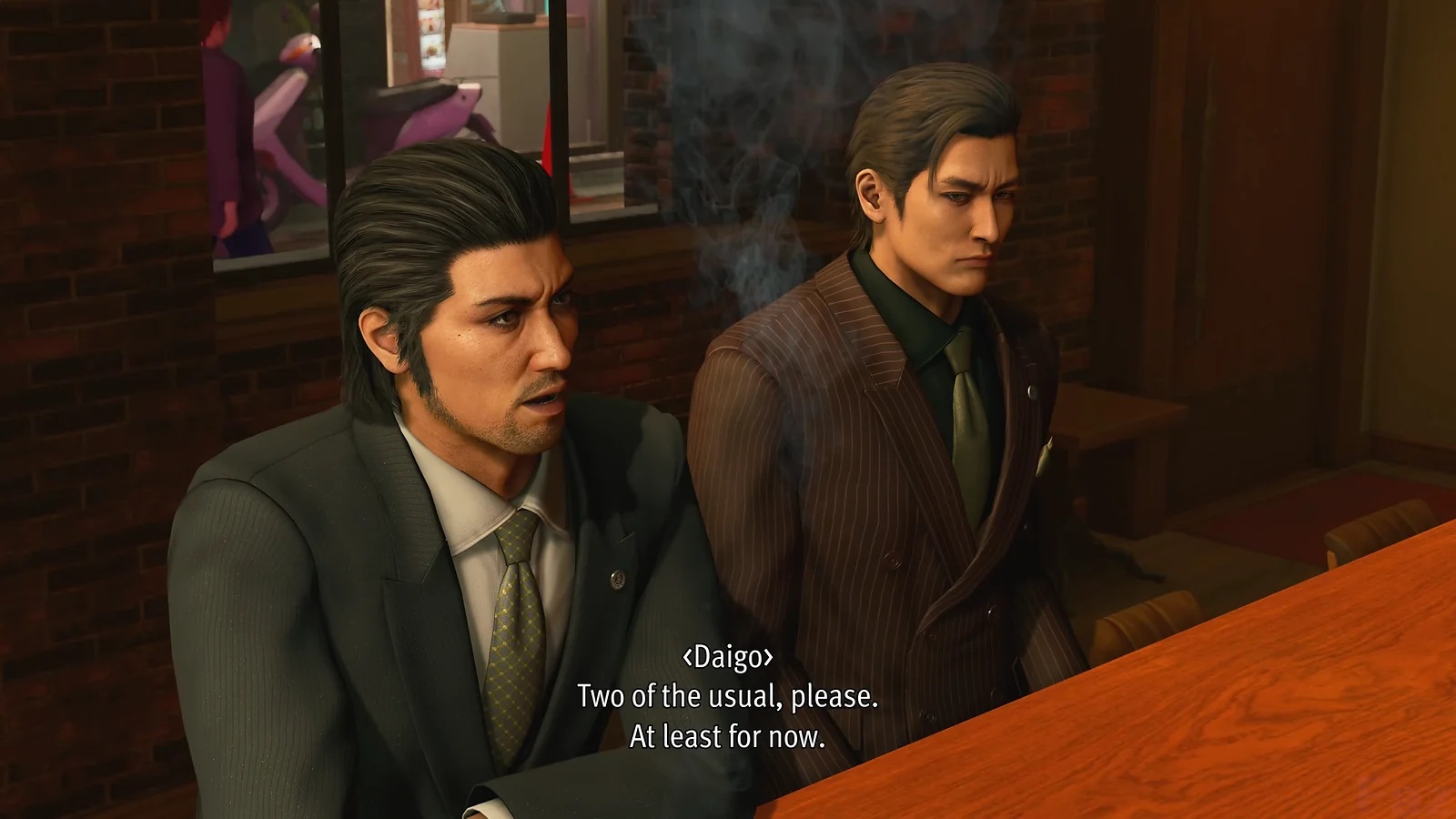 Two characters sitting in a bar