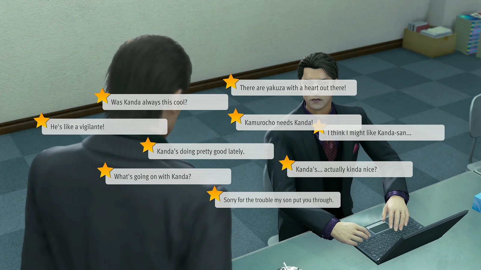 conversation topics on the screen