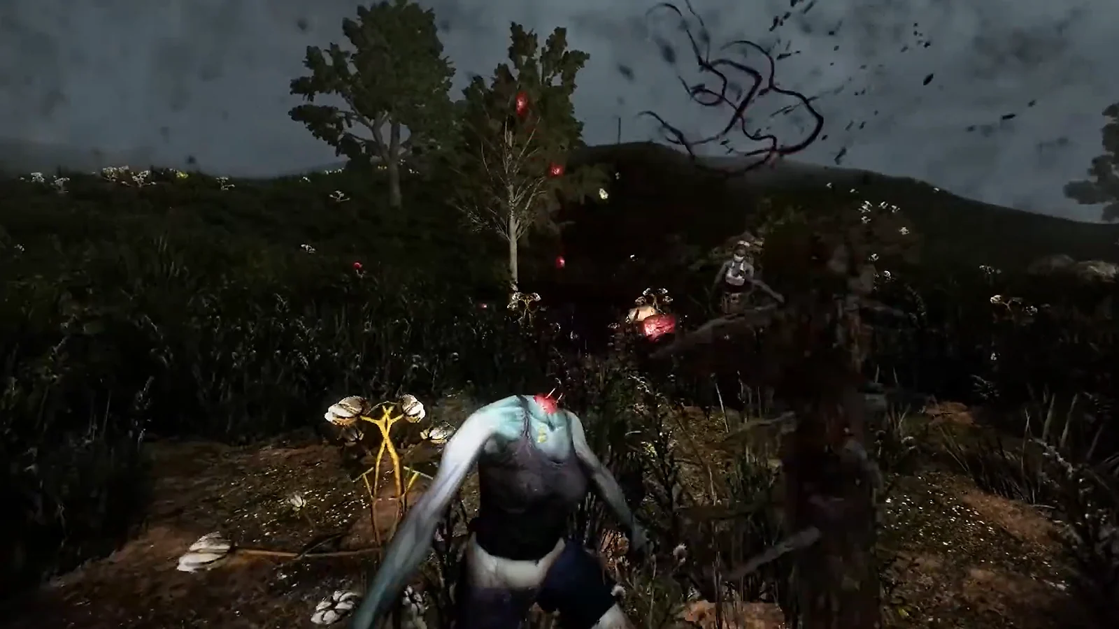 Zombie enemy types roaming a ruined 7 Days to Die town