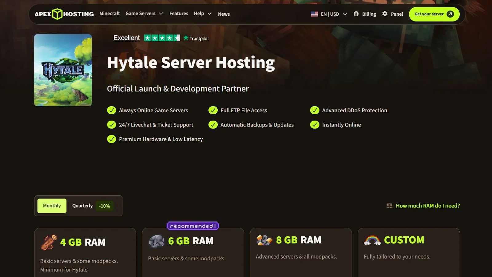 Apex Hosting - Best Hytale Server Hosting for Beginners