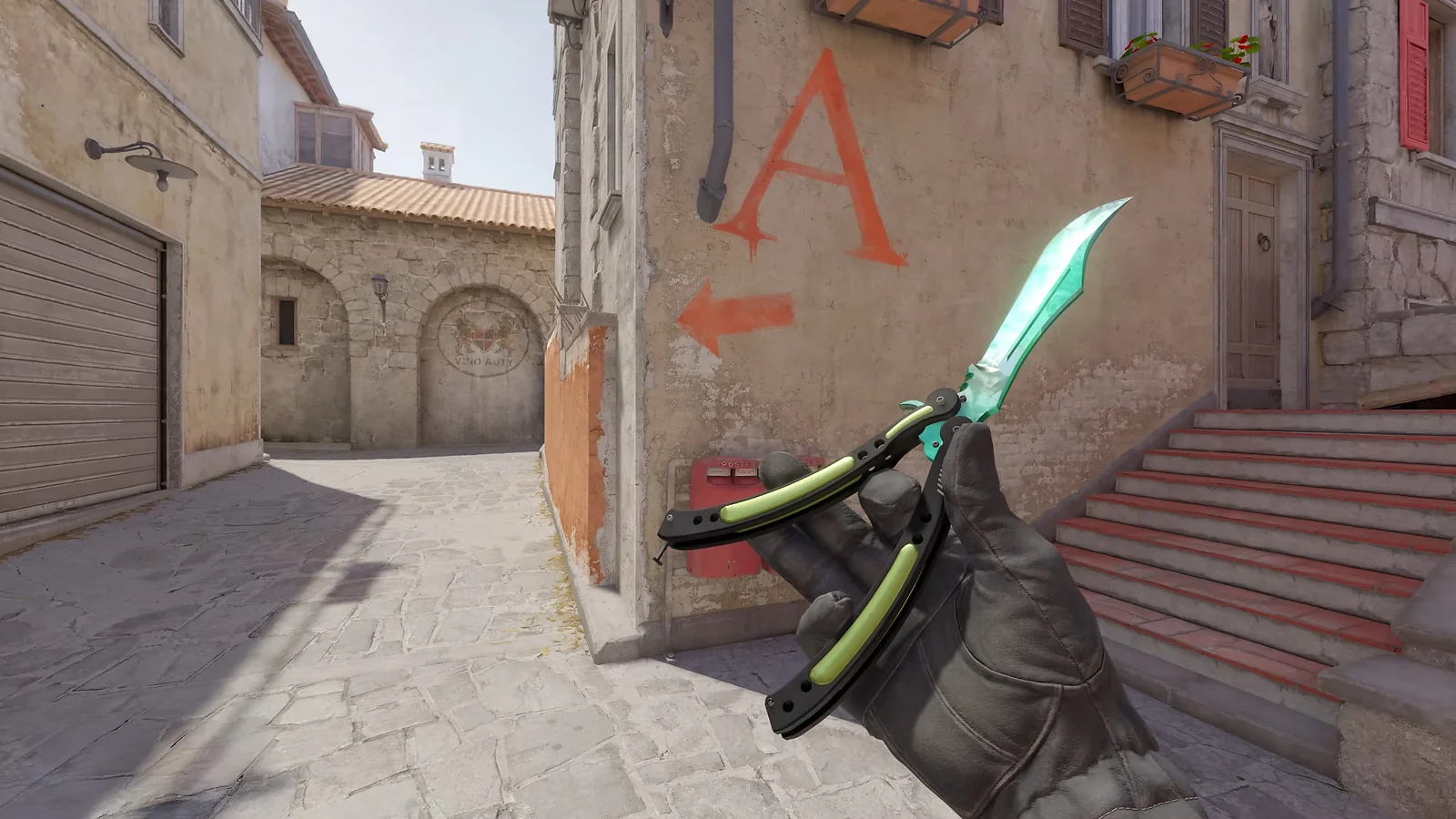 CS2 Butterfly-Messer with green Gamma Doppler skin in game