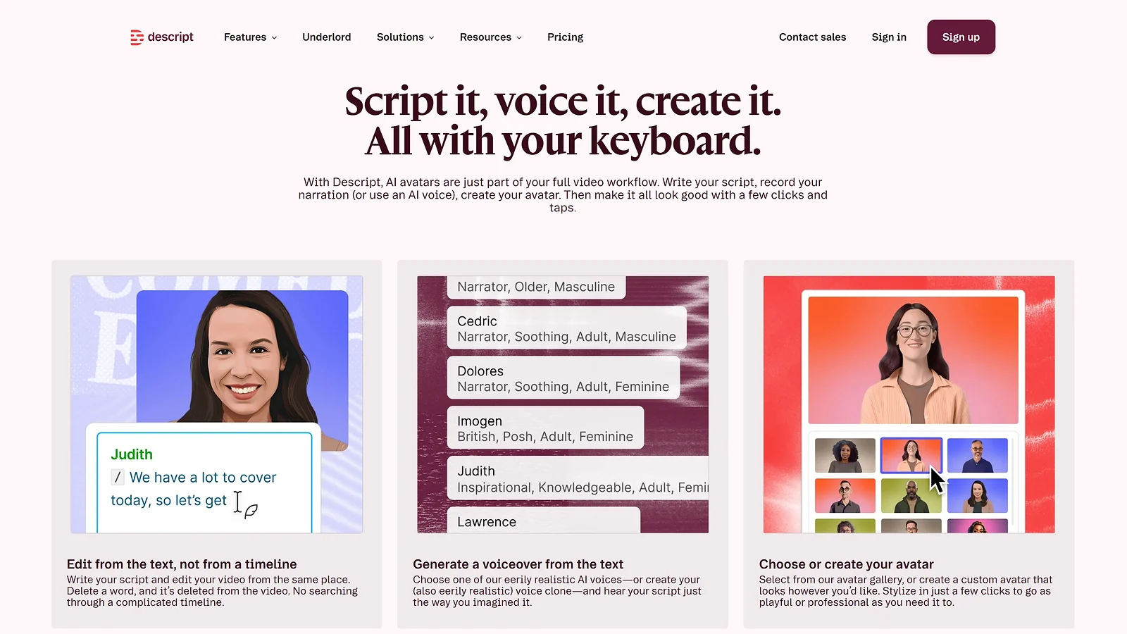 AI Avatar Video Generator Descript: Text-based Editing, Voiceover Generation, and AI Avatars