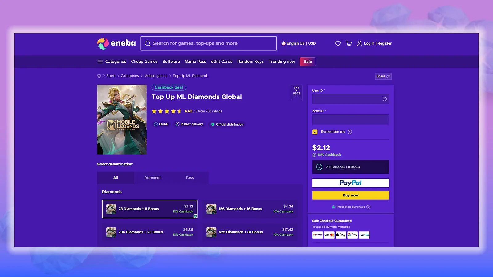 Eneba - Best Overall Mobile Legends Diamonds Site