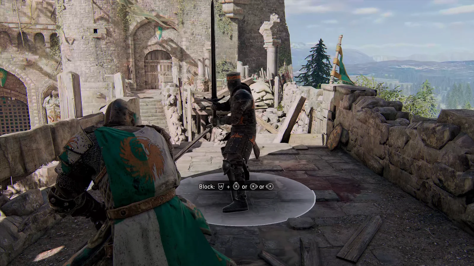 Medieval Fighting Game: Practicing blocking mechanics as a Warden knight in For Honor