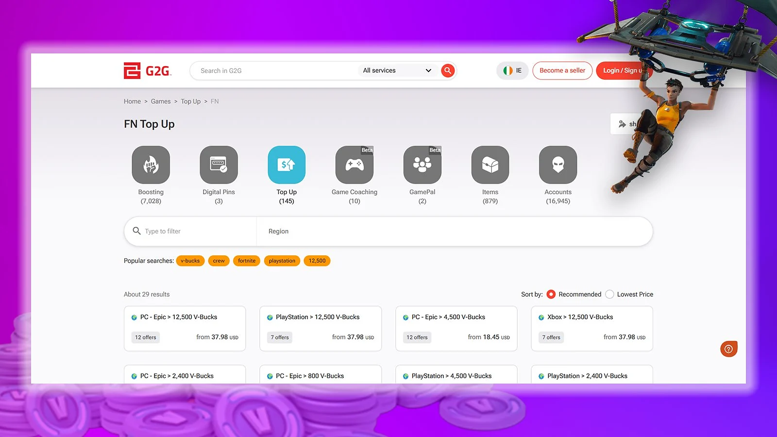 G2G - Best Sites to Buy V-Bucks Online for No-Password P2P Top-Up