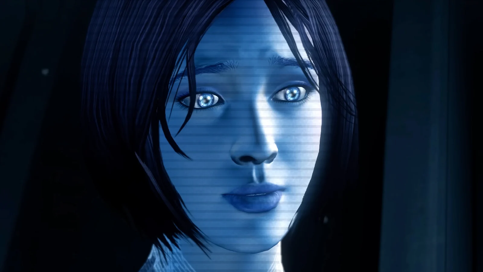 Cortana's blue holographic face in Halo 4