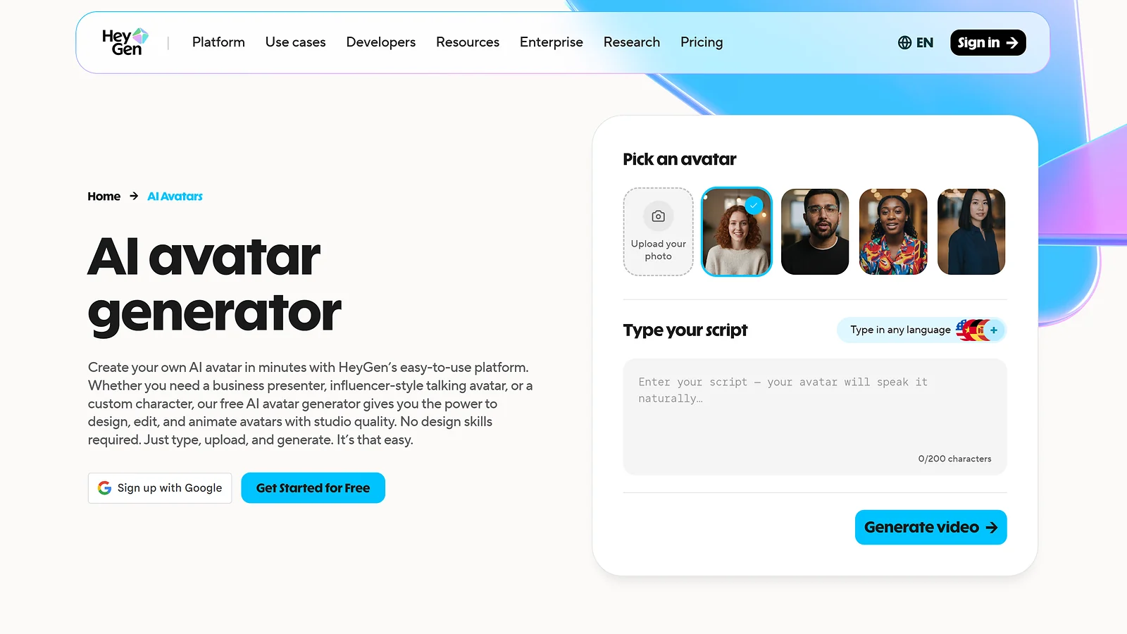 AI Avatar Video Generator HeyGenr: Multi-language Scripting and Custom Digital Avatars