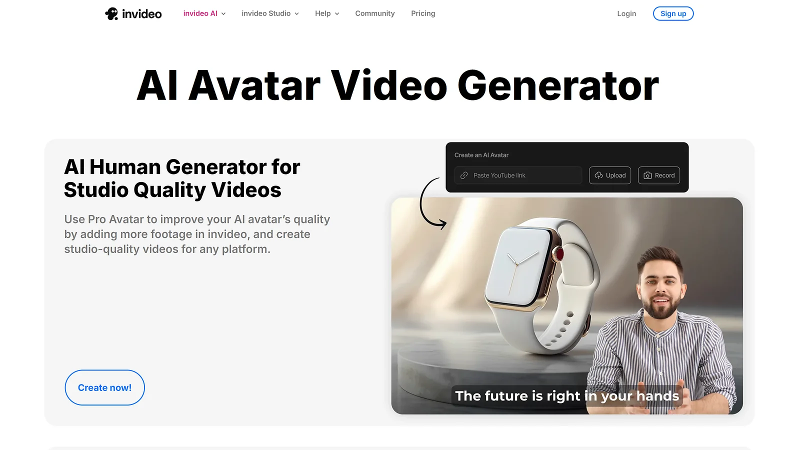 AI Avatar Video Generator InVideo AI: Studio Quality AI Human Generator for Professional Video Production
