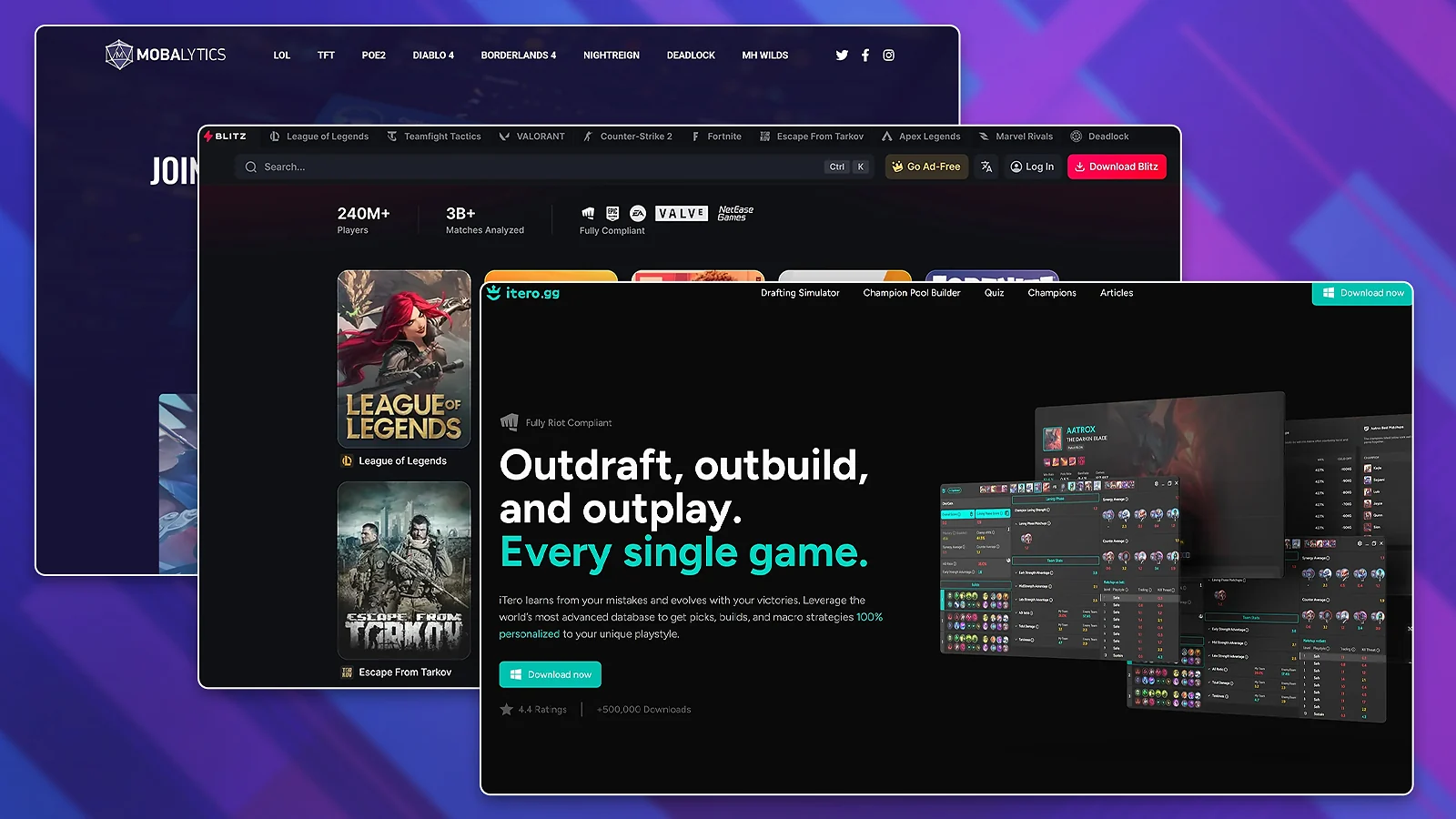 Esports AI Tools: iTero.gg, Mobalytics, and Blitz.gg Platforms