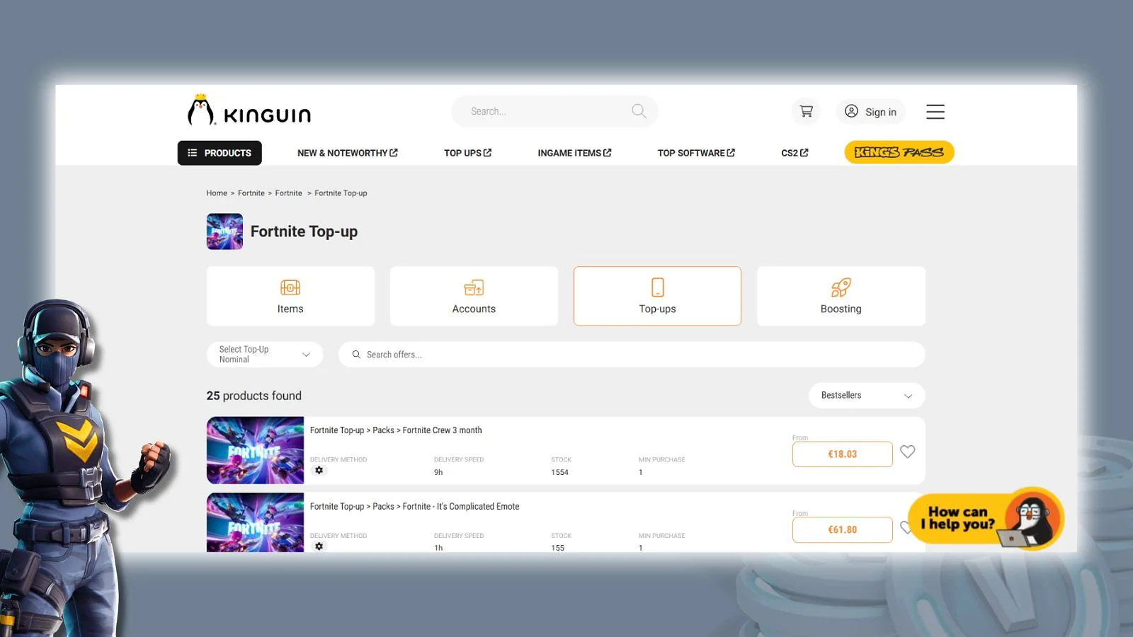 Kinguin - Best Website to Buy Cheap V-Bucks for V-Bucks Variety