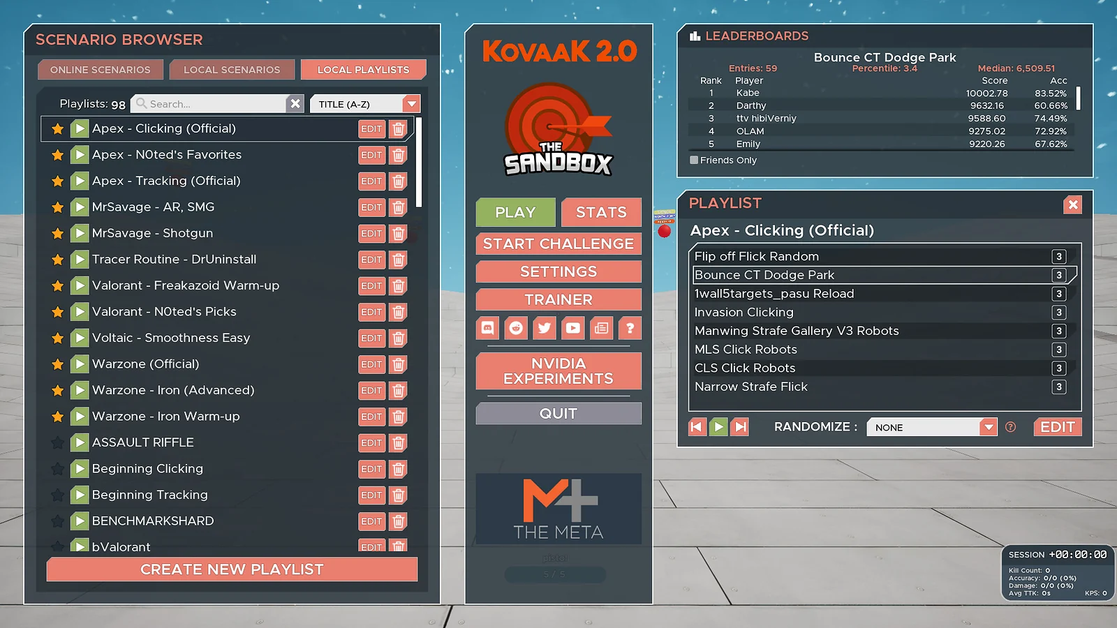 Esports AI Tool KovaaK 2.0: Scenario Browser with Apex and Valorant Playlists