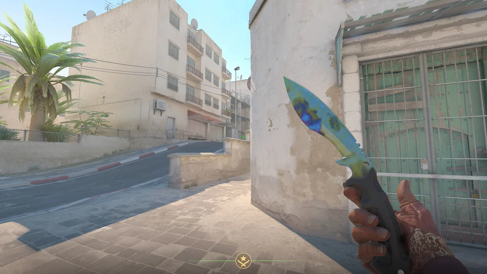 CS2 gameplay - Kukri Knife Case Hardened on Dust 2 map