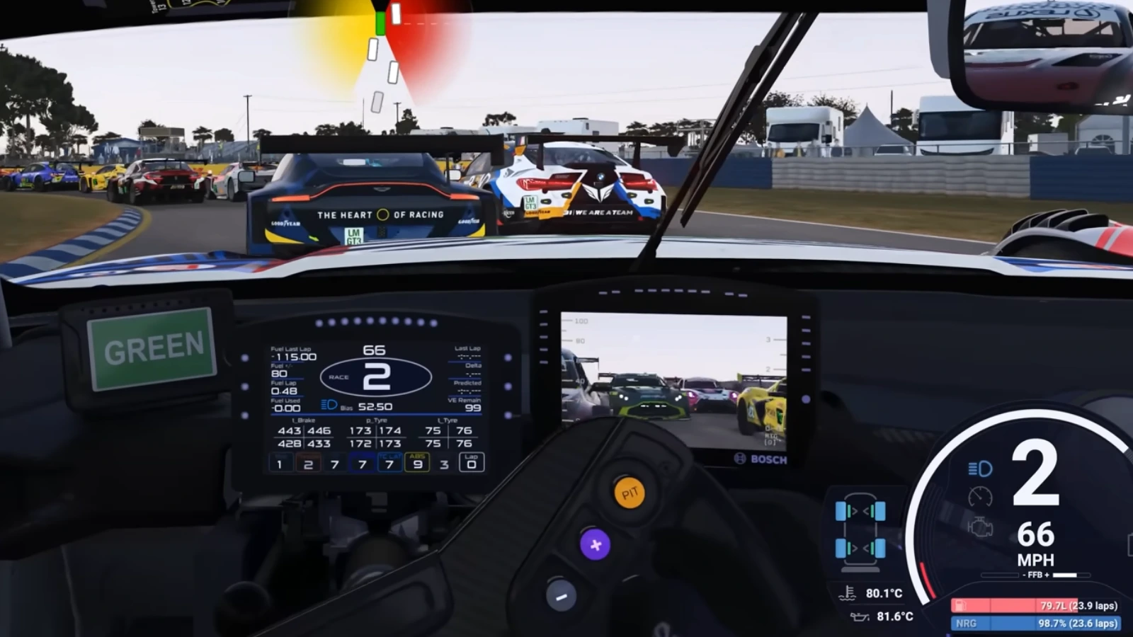 Vista desde el interior del coche en Le Mans Ultimate