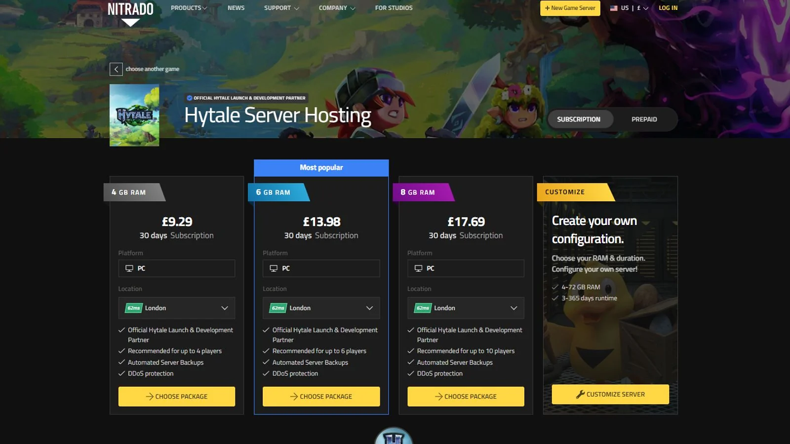 Nitrado - Best Hytale Server Hosting for Official Support