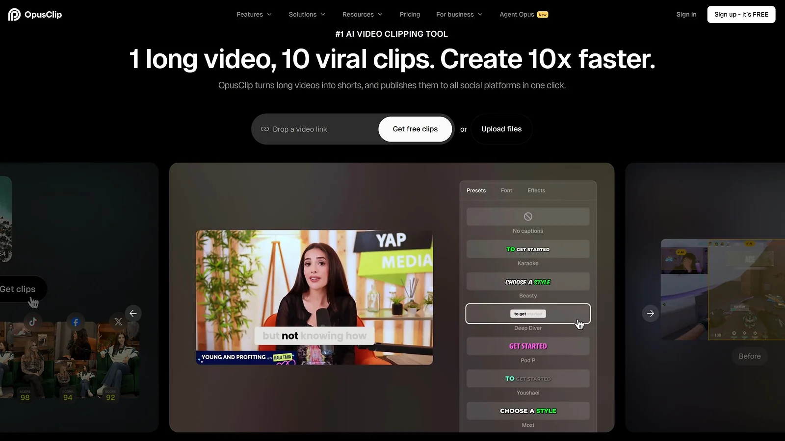 Esports AI Tool OpusClip: AI Video Clipping Tool for Creating Short Viral Clips