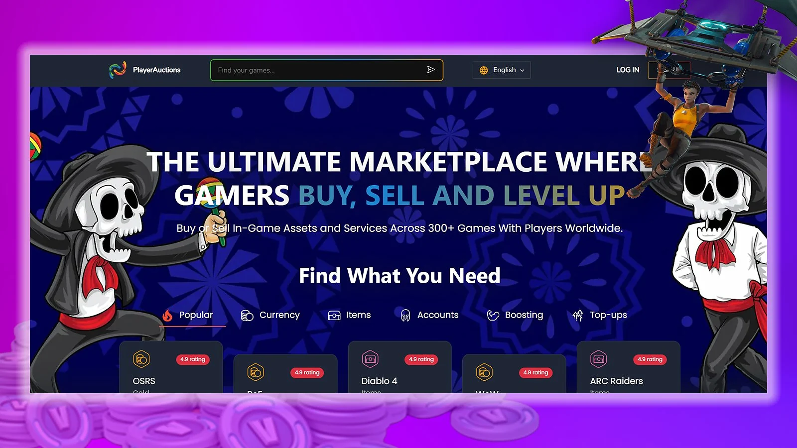 PlayerAuctions - Best Site to Buy V-Bucks Online for the Most Established P2P Marketplace