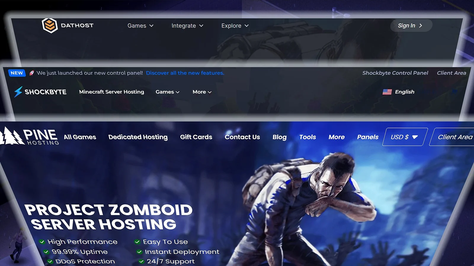 Comparativa de características del alojamiento de servidores para Project Zomboid