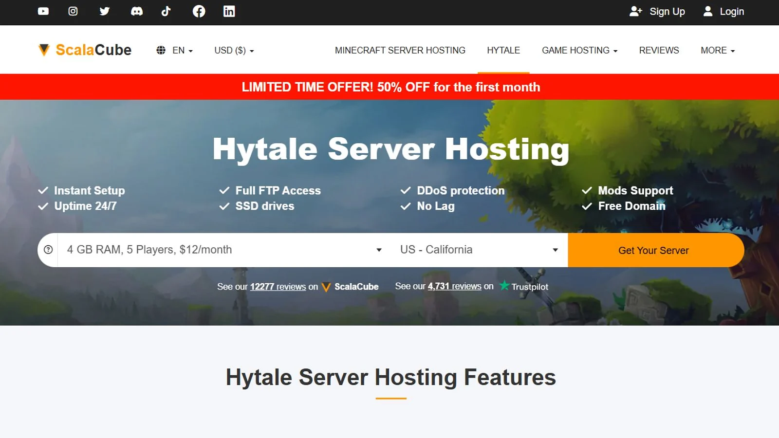 ScalaCube - Best Free Hytale Server Hosting