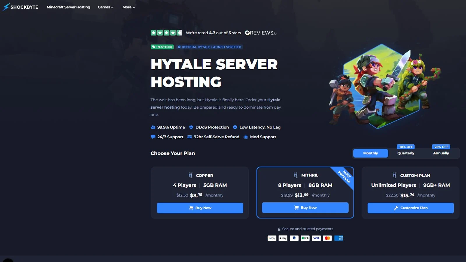Shockbyte - Best Hytale Server Hosting for Value