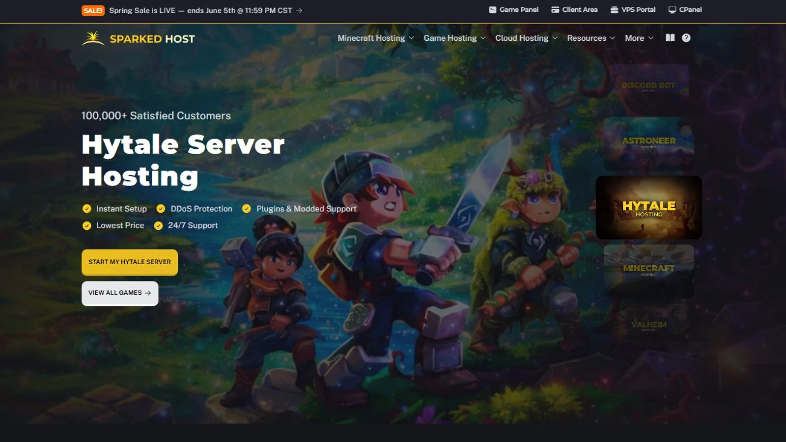 Sparked Host - Best Hytale Server Hosting Uptime Guarantee