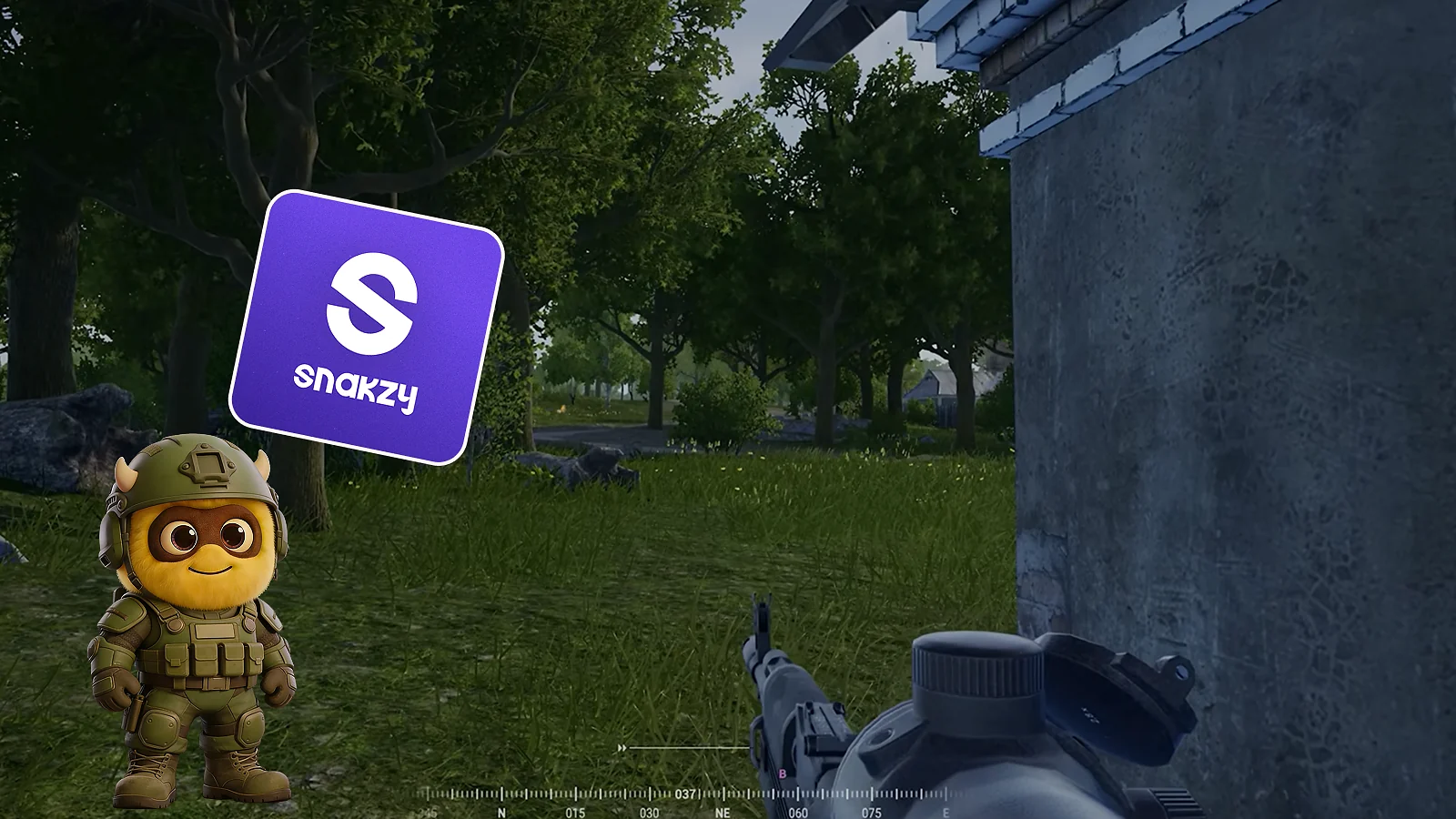 green park and a gun, snakzy mascot and logo