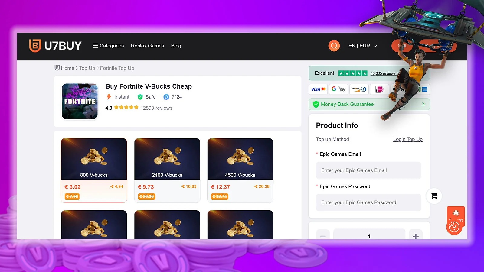 U7Buy - Best Site to Buy V-Bucks Online for Cheapest Per-Unit Price