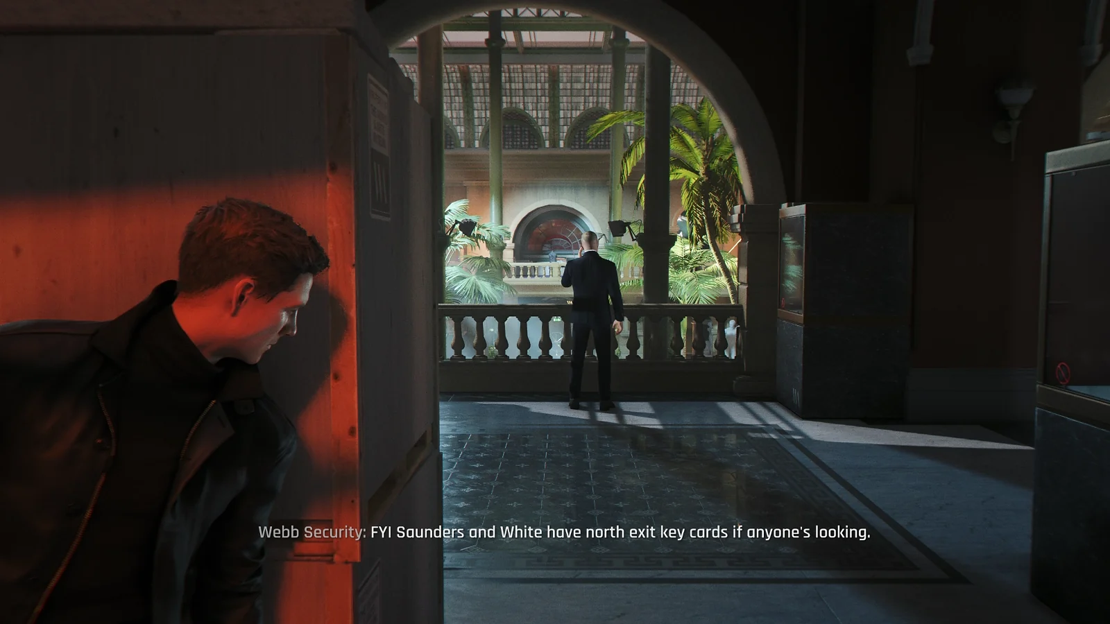 Looking at security guard