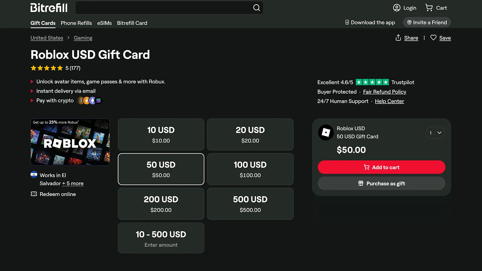 Bitrefill - Best for Anonymous Crypto Purchases