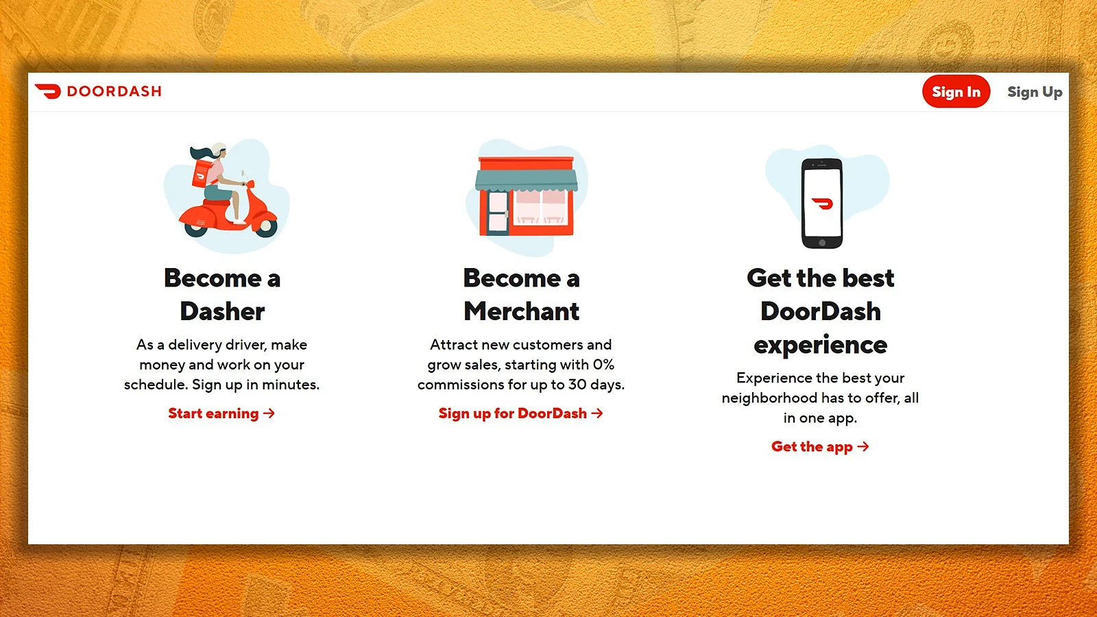 Doordash website page