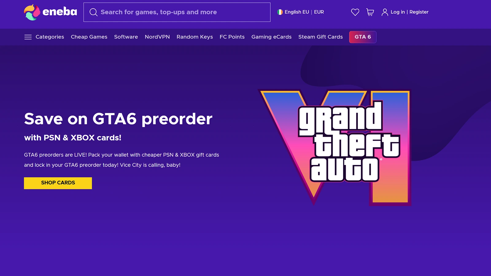 eneba site with GTA6 preorder possibility