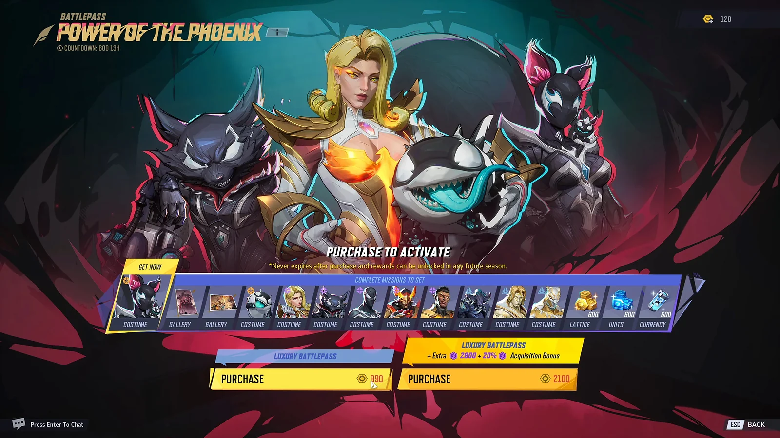Marvel Rivals: Power of the Phoenix Luxury Battlepass purchase screen
