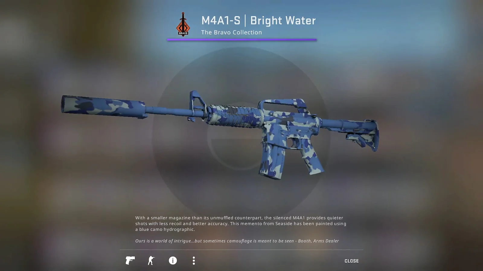 Blue M4A1-S Skin in CS2 - Bright Water, The Bravo Collection