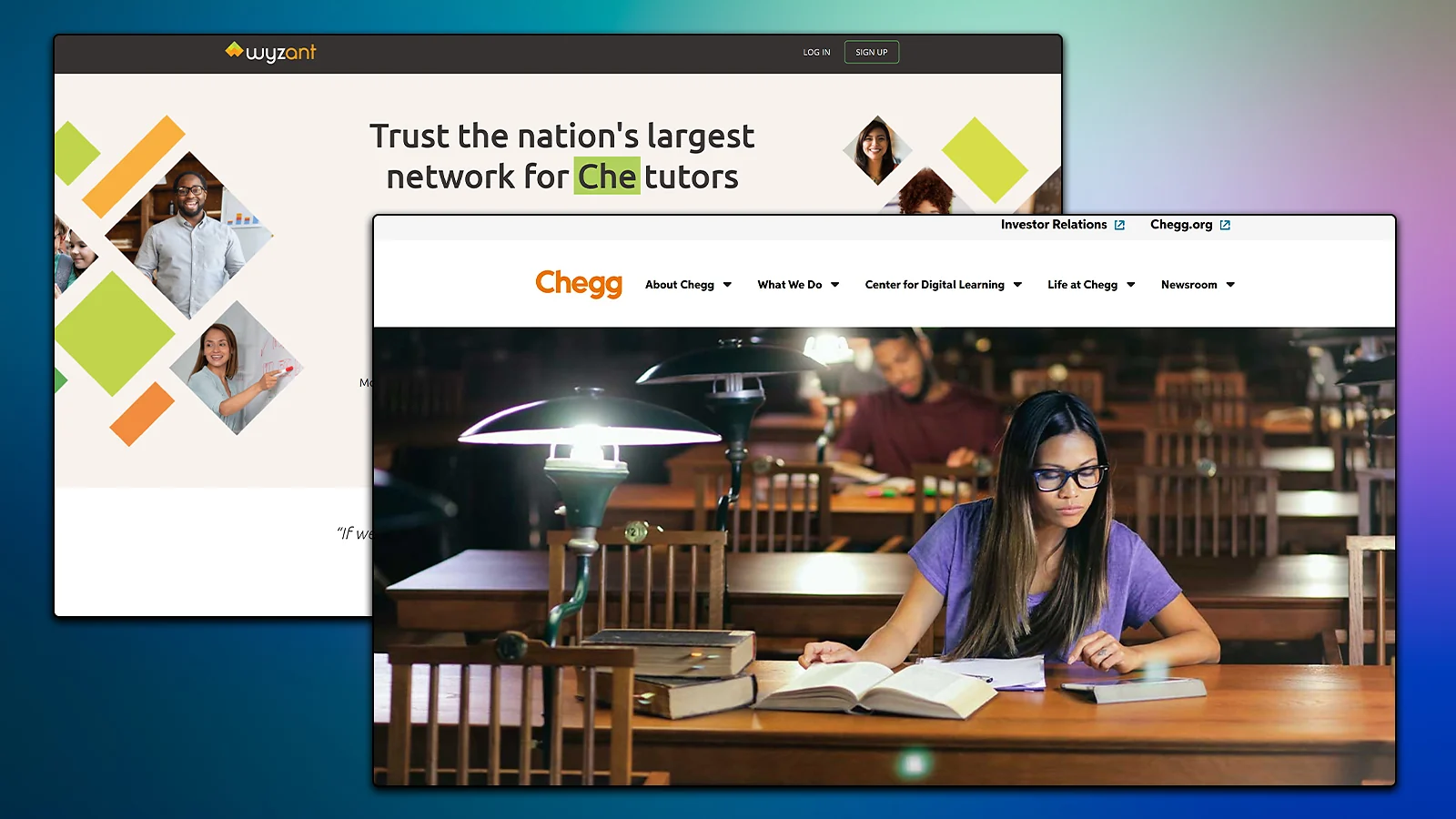 Plataformas de clases particulares en línea: los sitios web de Wyzant y Chegg