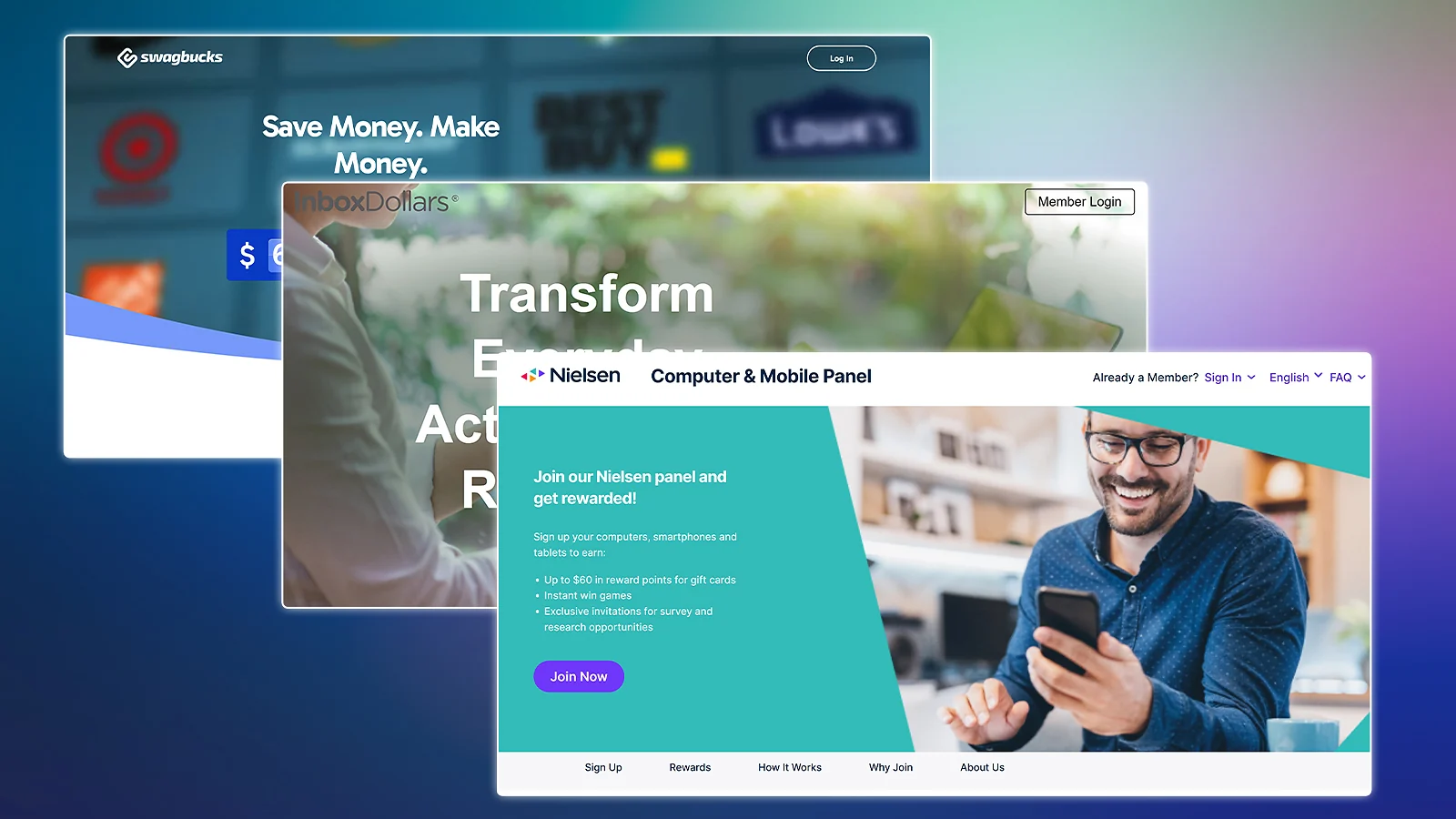 Sitios web de encuestas remuneradas: Swagbucks, InboxDollars y Nielsen Mobile Panel