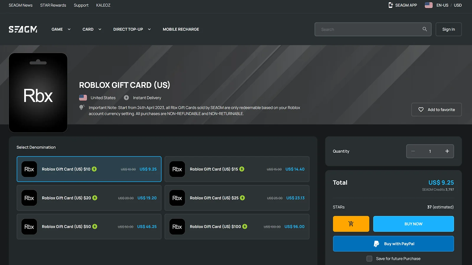 SEAGM - Best for Multi-Region and Asian Market Gift Cards