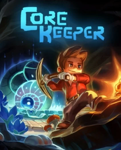 Portada oficial de «Core Keeper» en la que aparece el explorador junto al Núcleo resplandeciente