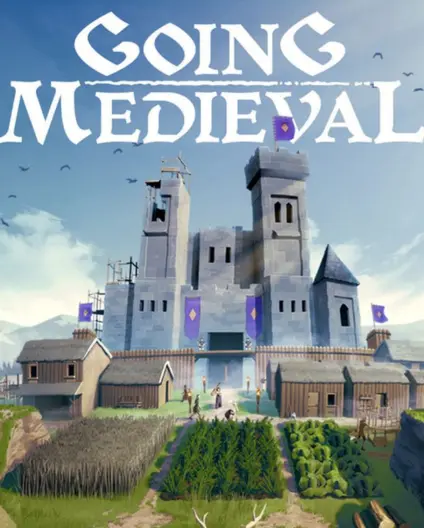 Going Medieval cover art showing the castle settlement
